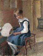 Camille Pissarro, Jeanne Holding a Fan, oil on canvas painting by Camille Pissarro